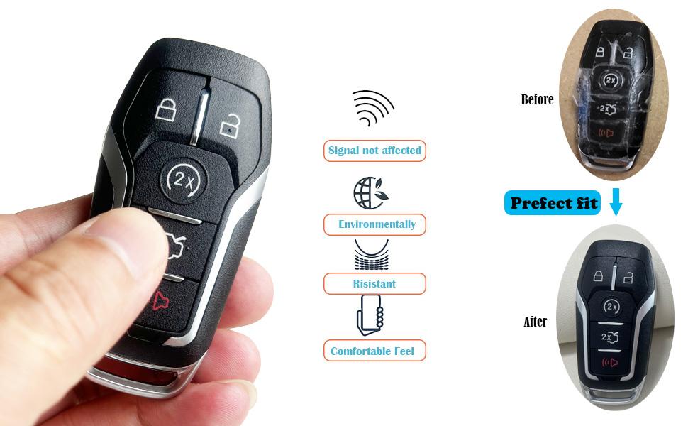 Replacement Key Fob Cover Shell fit for Ford Fusion Explorer Mustang Edge F150 F250 F350 Lincoln MKZ MKC Keyless Entry Key Fob Case M3N-A2C31243300