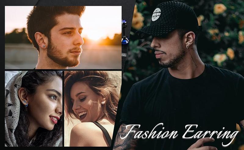 FIBO STEEL 10 Pairs Stainless Steel Back Earrings Set for Men Women Hypoallergenic Stud Earrings Huggie Hoop Earrings Multicolor Piercing Jewelry