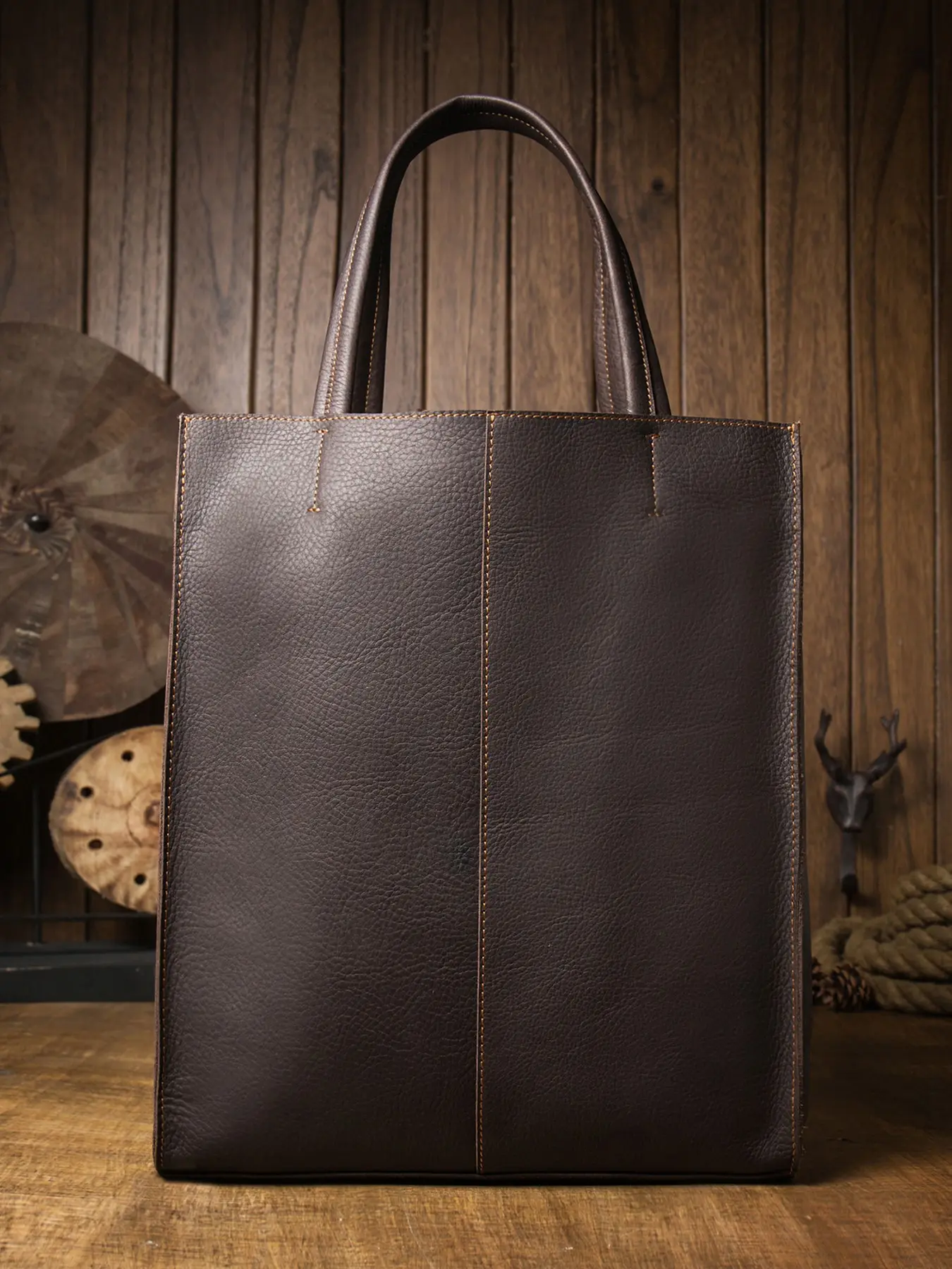 Women's Genuine Leather Tote Bag, Top Grain Cowhide Handbag, Casual Shopping Bag, Fashion Vintage Shoulder Bag, Stylish and Durable