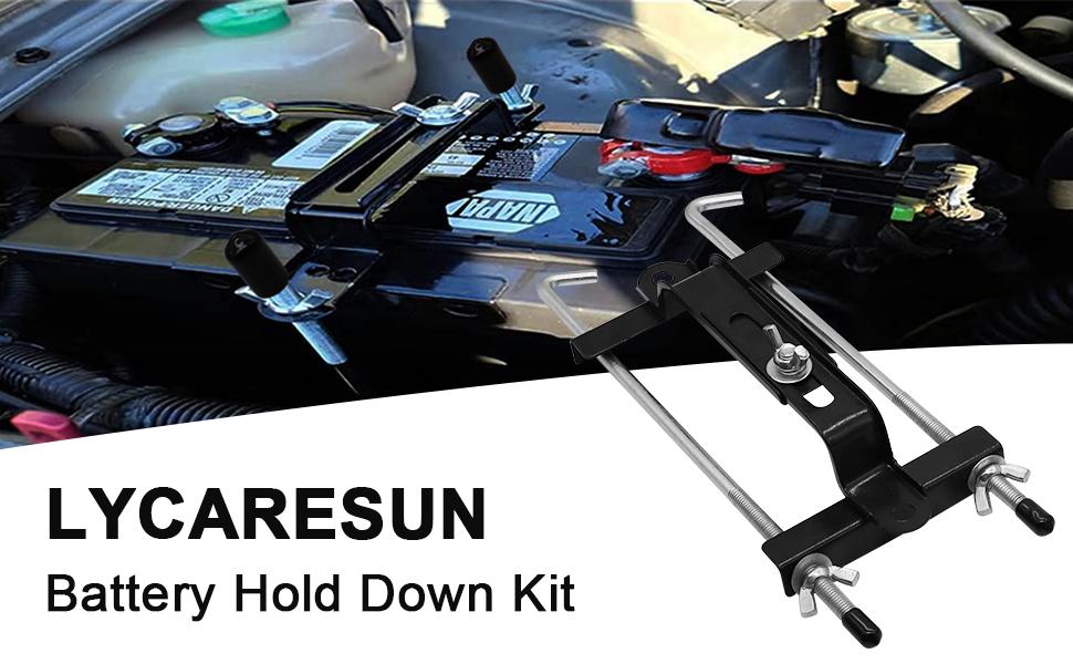Adjustable Battery Hold Down, Universal Battery Adjustable Crossbar with L Bolt Battery Tie Down Holder For Cars,SUVs (Bolt Length 27cm/10.63inches)