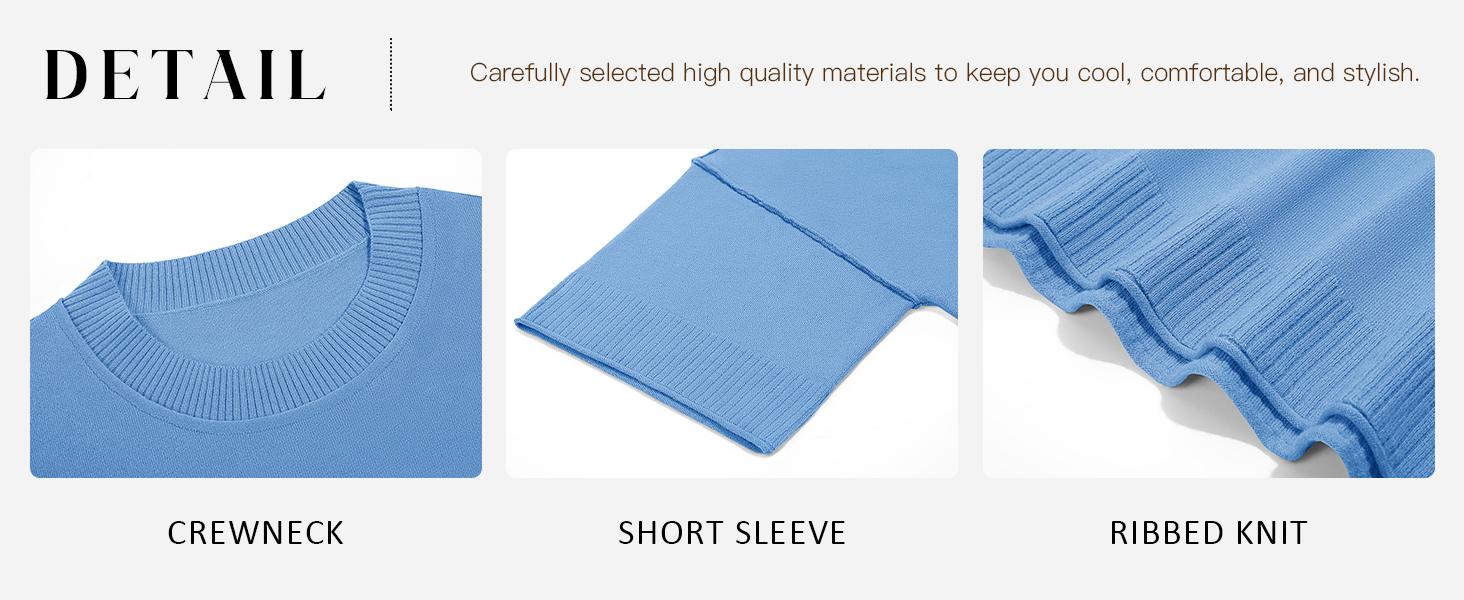 Saodimallsu Womens Short Sleeve Sweater Summer Oversized Cropped Sweaters Casual Crewneck Lightweight Knit Tops Knitwear Womenswear Knitting Bridal Bridal Bridal