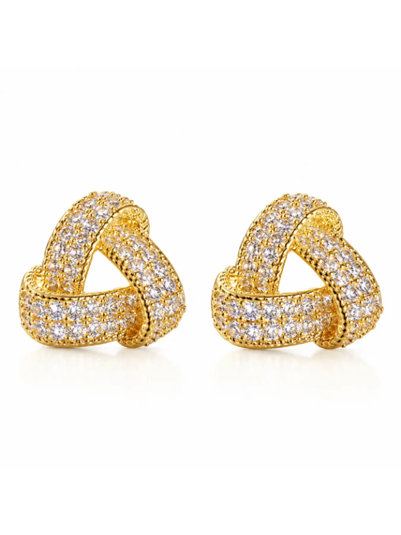 Geometric Triangle Earrings for Women, Sparkling Zircon Crystal Stud Earrings, Elegant Minimalist Gold Jewelry for Daily Wear