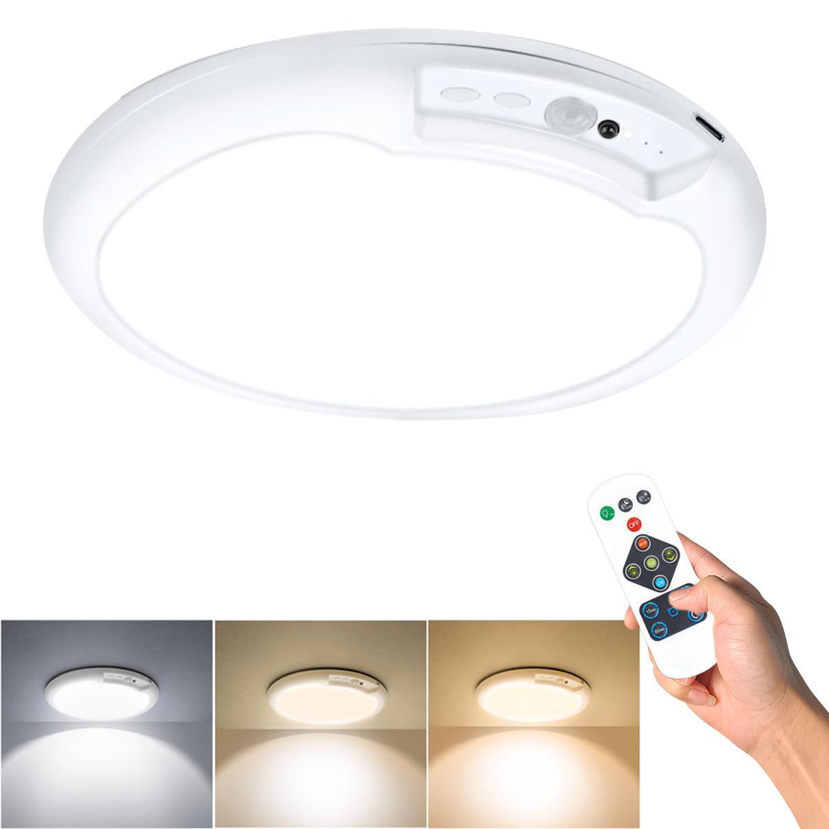 Rechargeable Motion Sensor Ceiling Light with Remote - Magnetic Battery Powered, 3 Color Dimmable | Wireless for Shower, Closet, Stairs, Hallway, Shed, Garage Stairs