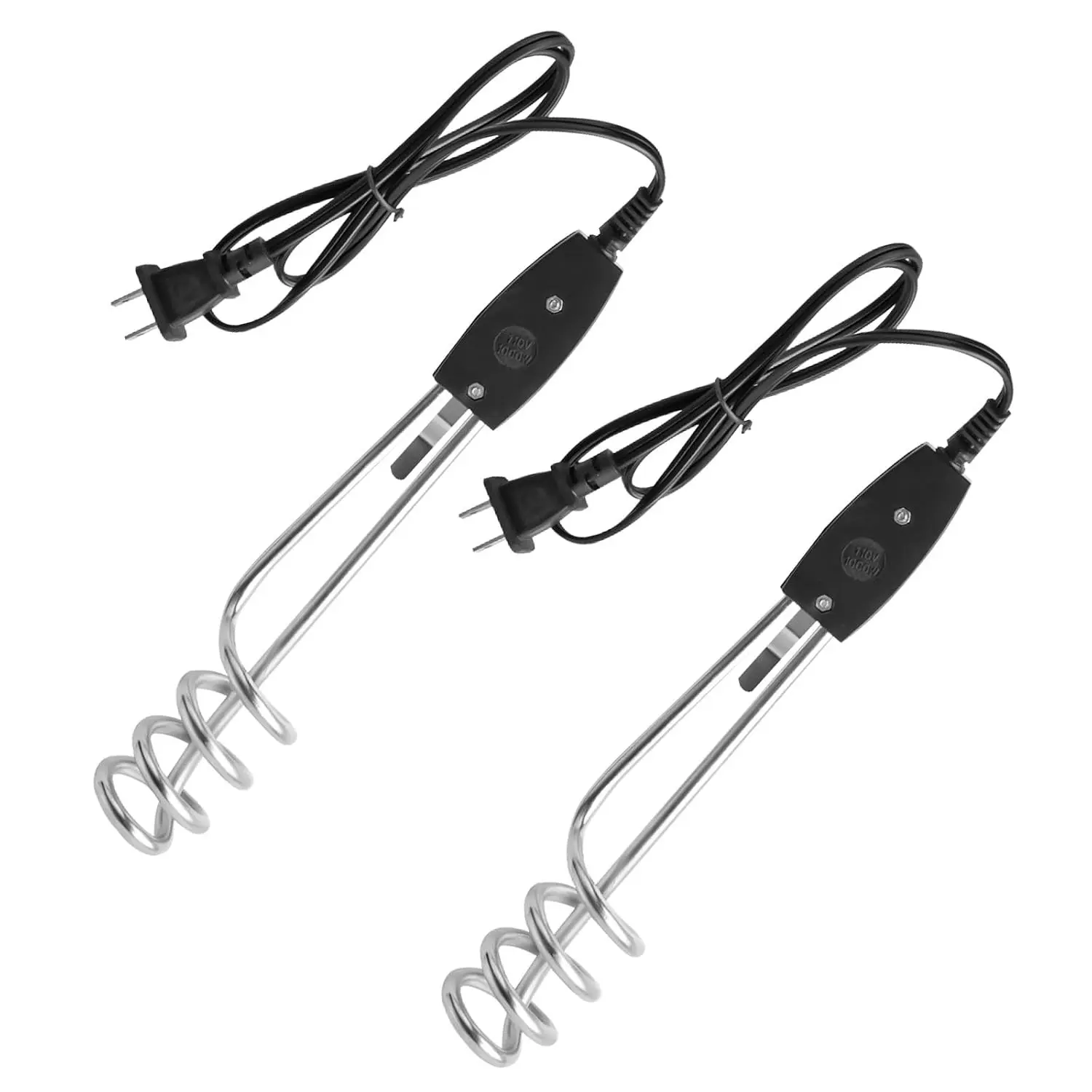 2 Pcs 1000W-110V 10in Portable Immersion Electric Submersible Water Heater Fit for Camping Ceramic Cups or Bucket Heating