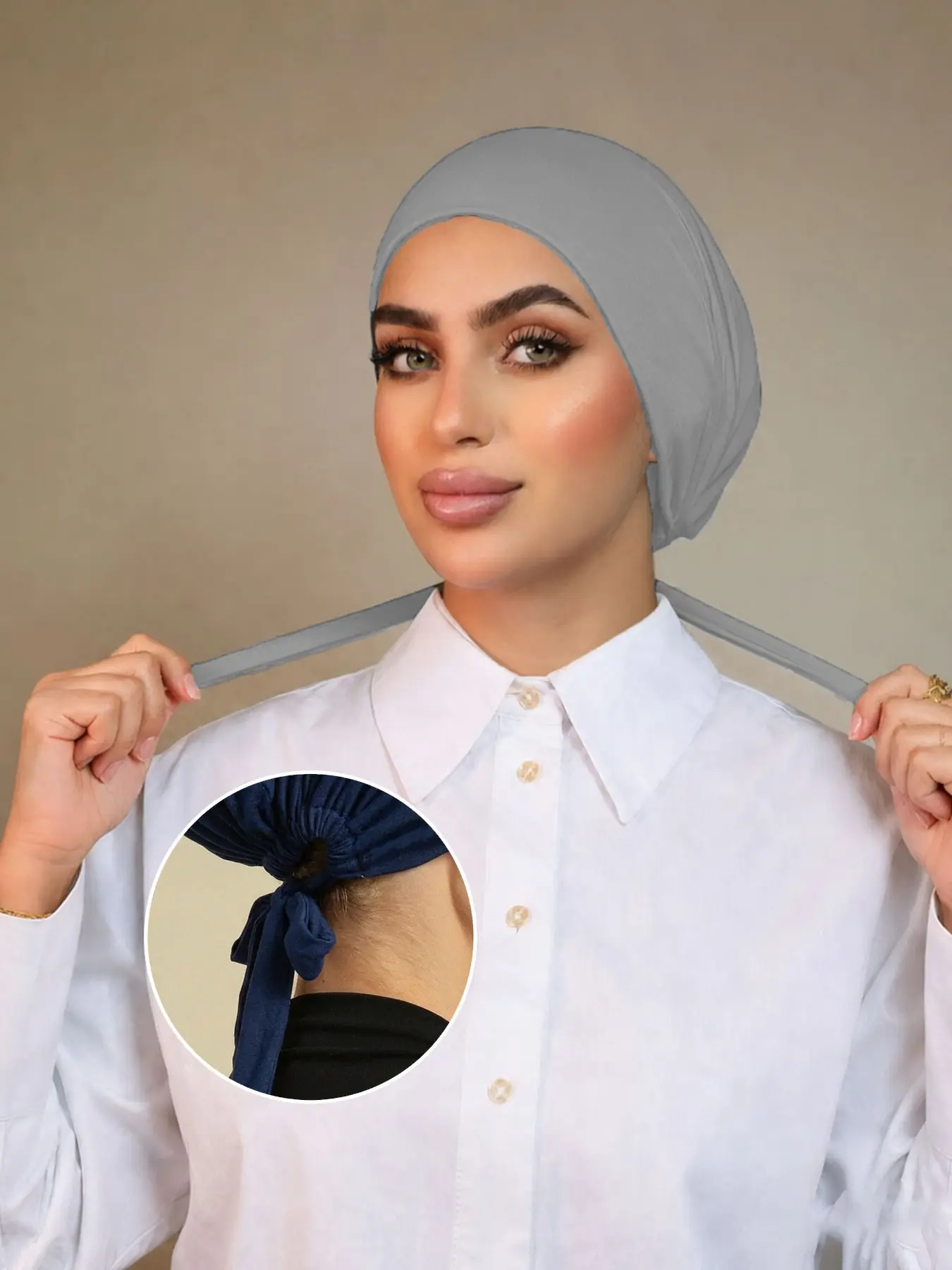 1pc Modal Hijab Caps with Tie Back, Adjustable Jersey Wraps for Women, Stretchy Hijab Cap, Solid Color Basic Underscarf, Abaya Accessories, Daily Under Cap