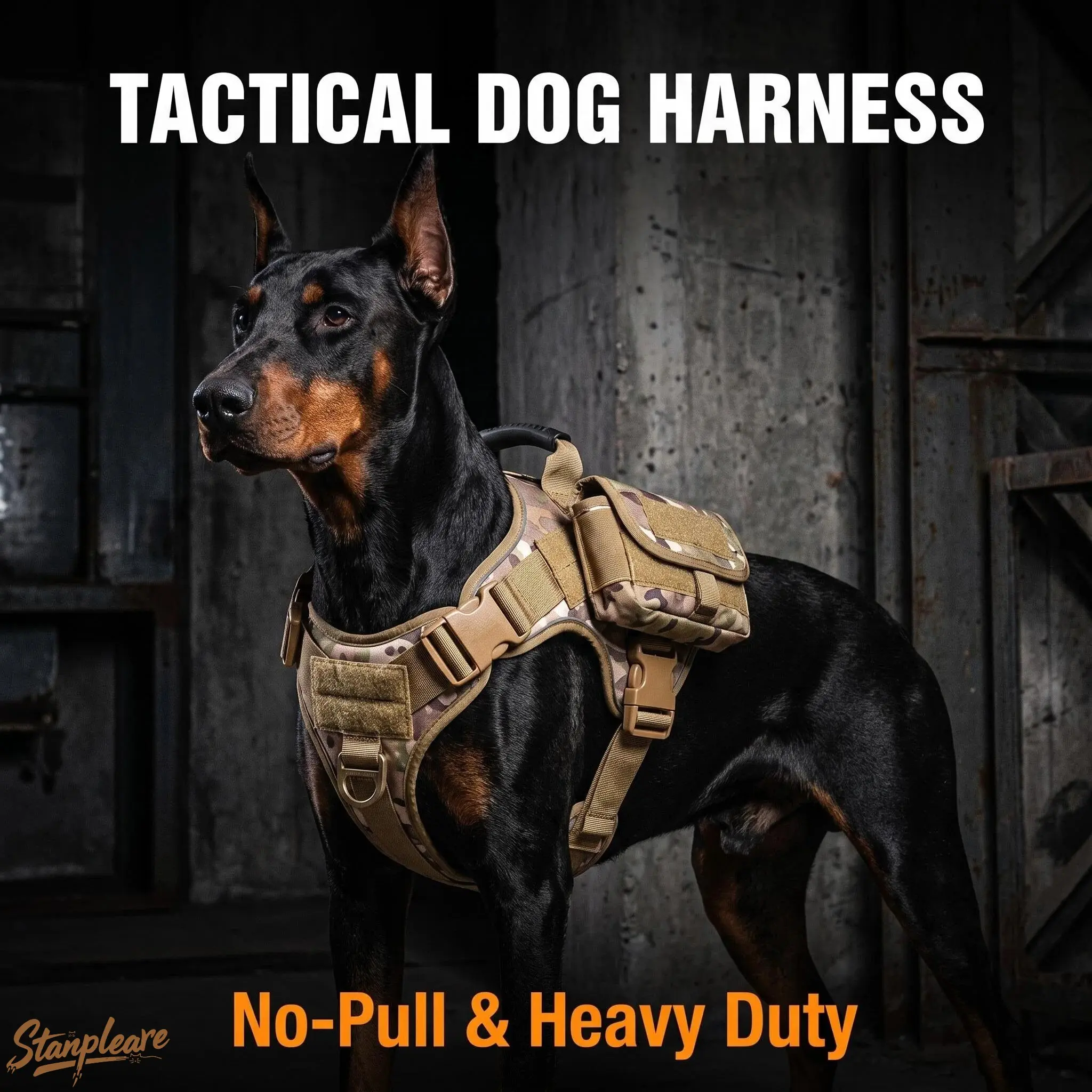 Heavy-Duty Explosive-Proof Tactical Dog Harness, Molle System, Reflective Adjustable Breathable Mesh, K9 Work Vest, Large Dogs, Outdoor Training
