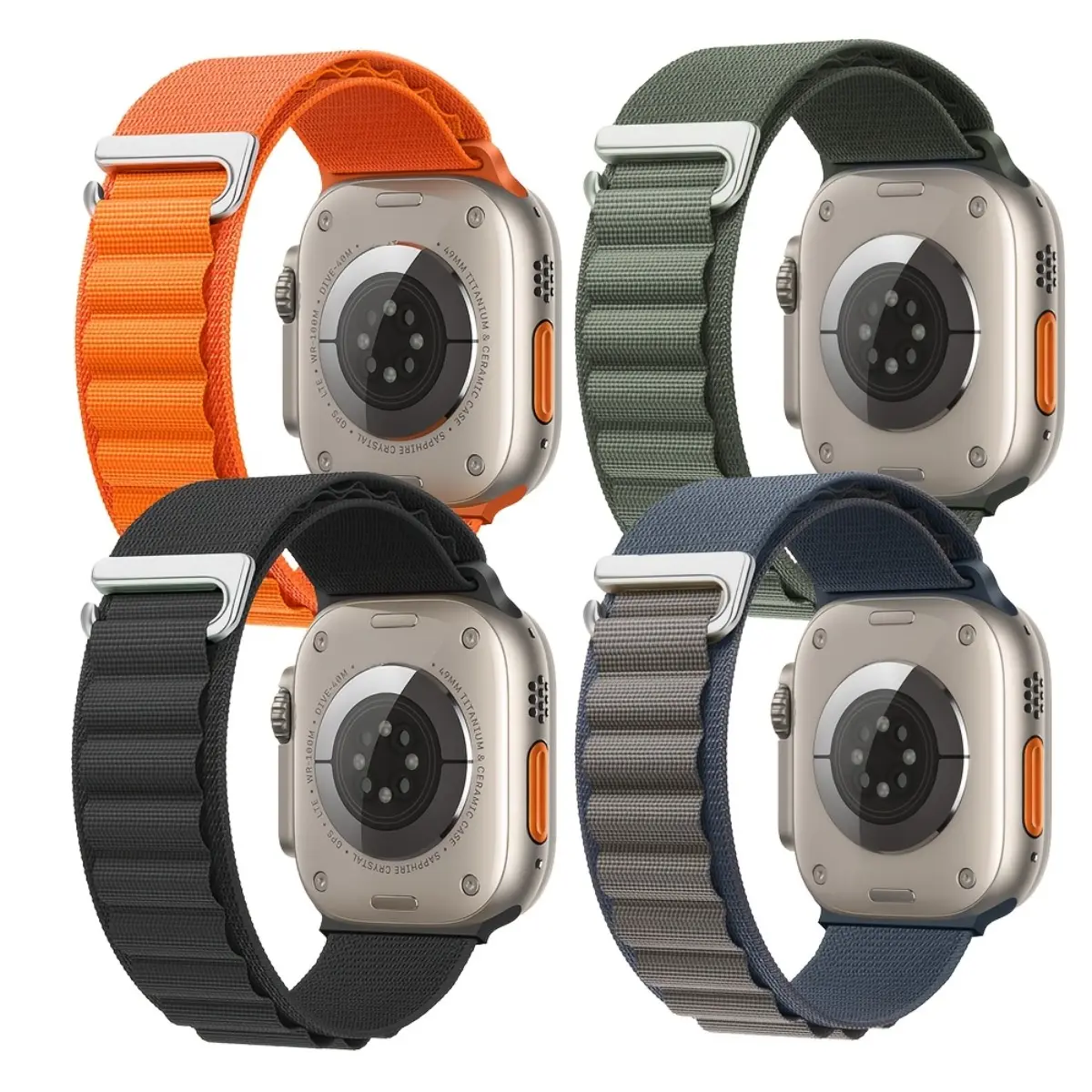 4-Pack loop nylon strap for Apple Watch 49mm 46mm 45mm 44mm 42mm 41mm 40mm 38mm (strap only)