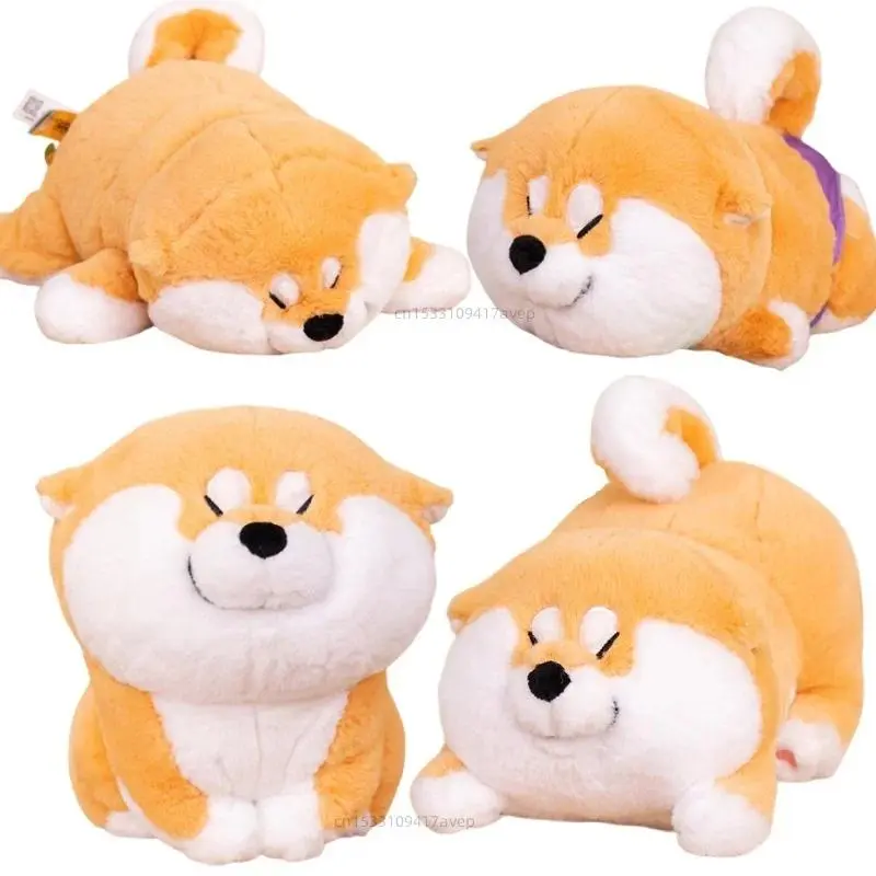 Adorable Japan Shiba Inu Dog Stuffed Animals Plushie Lying Puppy Toy Cartoon Hug Throw Pillow Nap Sleep Bed Cushion Gift For Boy