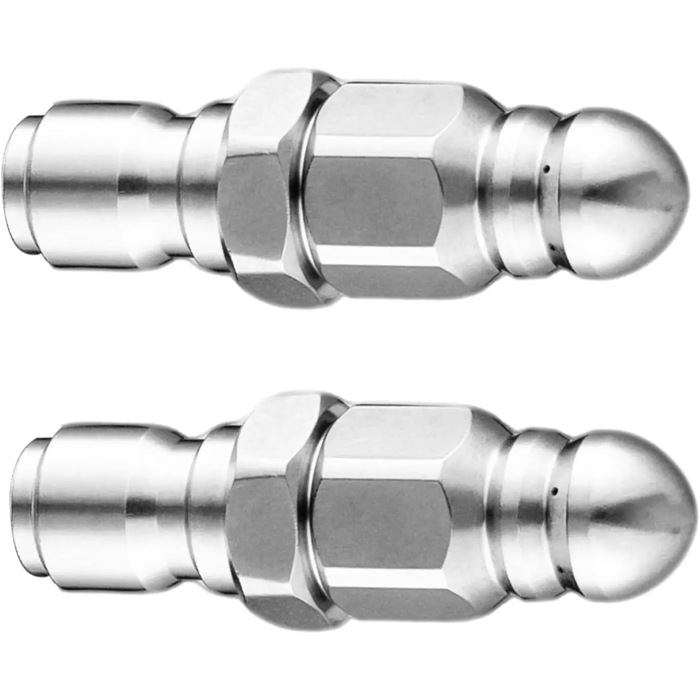 Washer Sewer Jetter Nozzle Stainless Steel 1/4'' QC 2 count | Durable Jet Nozzle,5000 PSI  Drain Jetter Hose Nozzle, with 1/4''  Connector