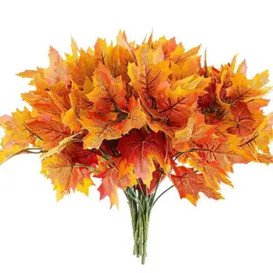 Artificial Maple Leaf Bouquet with Faux Fruit - Artificial Plants Decor, Fake Flower Arrangement, Faux Flower Decor for Home Fall Party Decorations