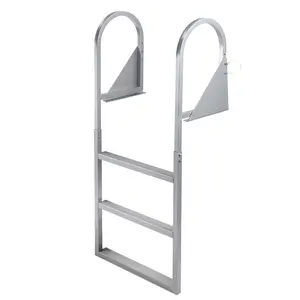 【Garvee】Adjustable Aluminum Dock Ladder – 4-5 Steps, 51"-63" Height – 350-500 lbs Retractable & Detachable, Non-Slip Wide Steps, Rustproof 6063 Aluminum, Quick Release – for Pontoon Boats, Pools, Lakes, RVs
