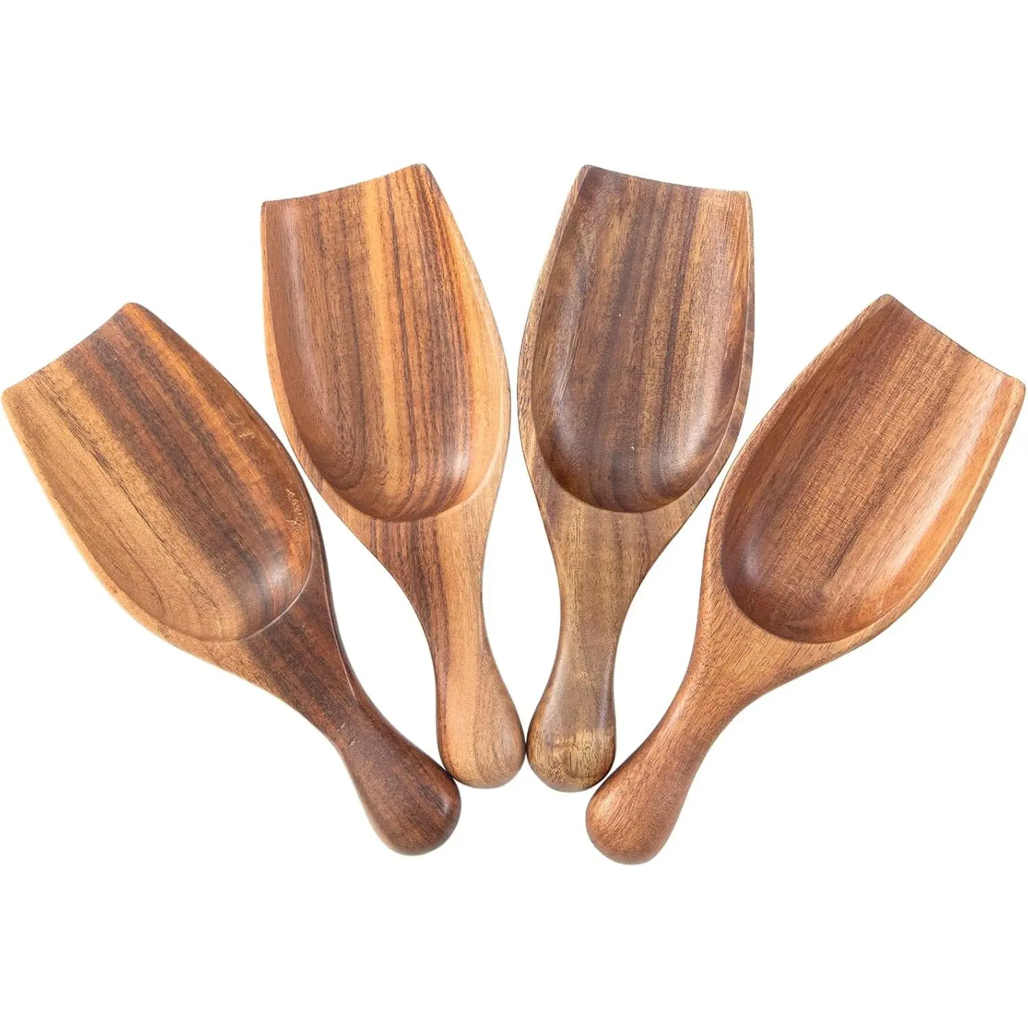Coffee Scoops - Acacia Wooden Scoops for Jars & Canisters, Multi-Purpose Measuring Spoons for Ground Coffee Powder, Flour, Oats, Bath Salt, Laundry Detergent Kitchen and Bath Use (4Pack)