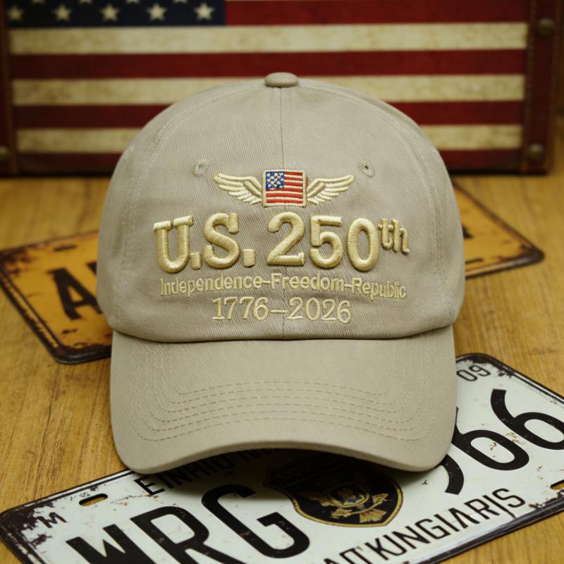 2026 Men's and Women's Embroidered Bald Eagle and 50-Star 13-Stripe Baseball Cap - 250th Anniversary (1776-2026) Embroidery, Durable Patriotic Cap, Suitable for History Enthusiasts, Ideal for April 4th Memorial Day and Parades