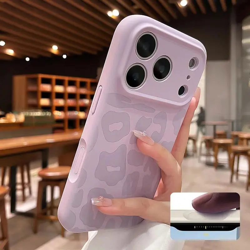 Leopard Pattern 1-Piece Liquid Silicone Smartphone Casing - Protective Phone Accessories for iPhone 12,14,15 Plus,16 Pro Max,17 Air, Soft TPU Layer, Shockproof Design, Camera Control Button, Phone Protector