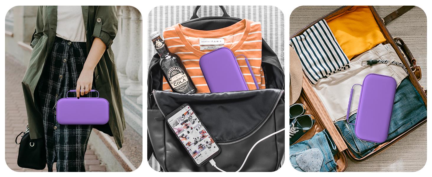 Travel Carrying Case for Asthma Inhaler, Handheld Spacer for Adults and Kids, Masks, Hard Inhaler Case with Mesh Pocket fit Medicine and Other Essentials, Purple Travel Carrying Case for Asthma Inhaler, Handheld Spacer for Adults and Kids, Masks, Hard Inhaler Case with Mesh Pocket fit Medicine and Other Essentials, Purple