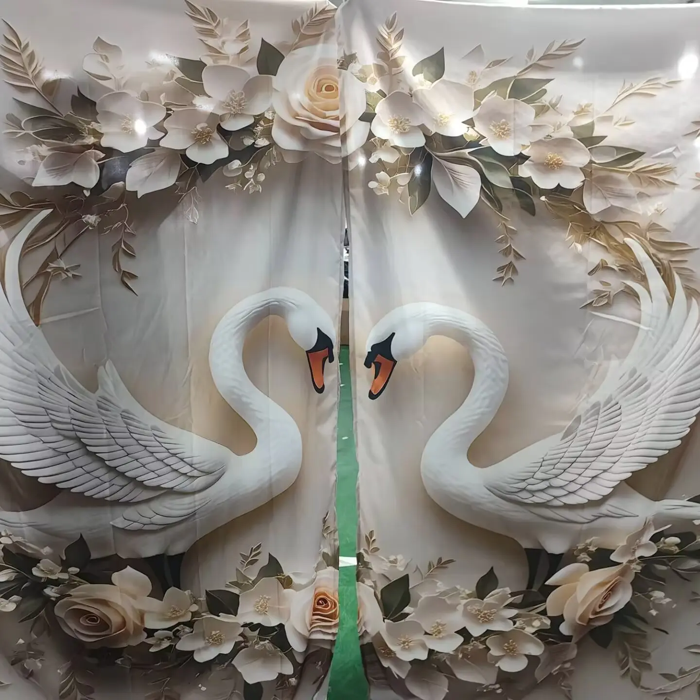 Elegant Floral Swan Print Curtains Set, 2pcs Snowflake Pattern Home Decoration Upgrade Home Decorative Curtain, Window Drapes, Ideal for Living Room Balcony Bedroom Windows