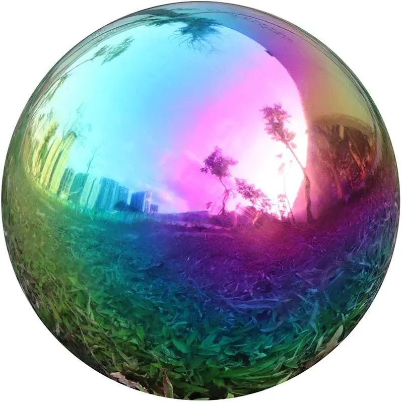 USHome Rainbow  Garden Gazing Globe Mirror Balls, Polished Stainless Steel Shiny Sphere, Ideal As a Housewarming  (6 Inch)