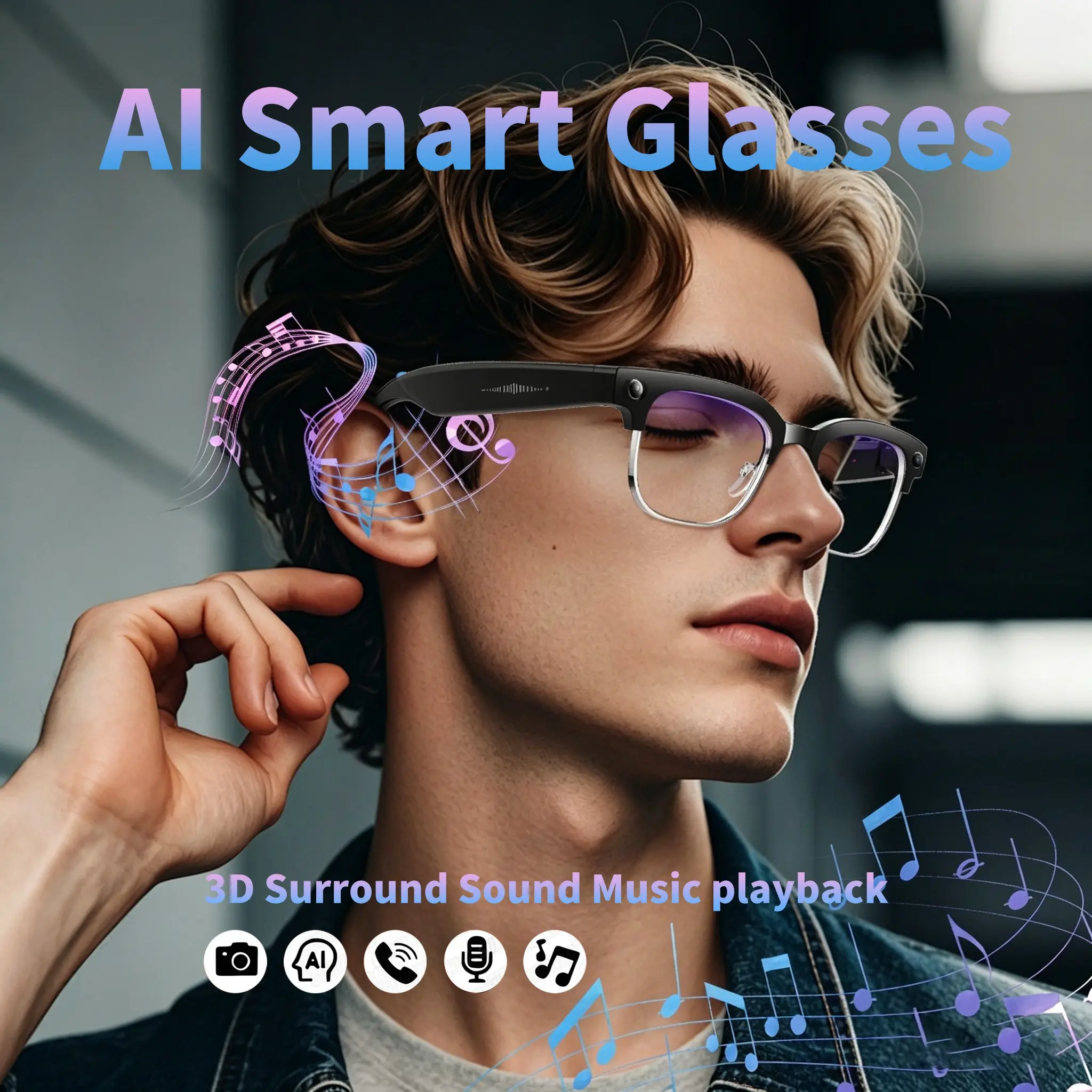 Smart Camera Glasses 2026, Photochromic Sunglasses, 1080P HD Camera, Real-Time Translation, Bluetooth-compatible Audio, WiFi Transfer, Unisex