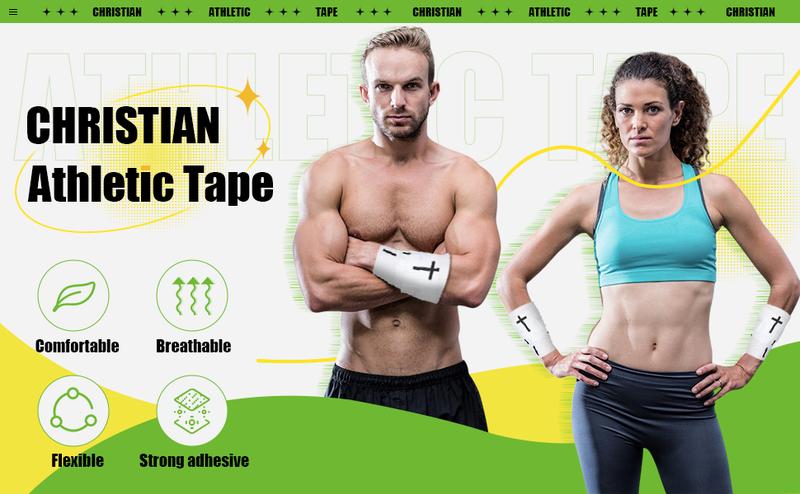 Geiserailie Christian Athletic Tape with Cross Sport Tape Wrist Warp for Football Baseball Soccer Athletes Religious Bible Verses Christian Gift for Christmas Church Members 2IN X 23FT(Black)