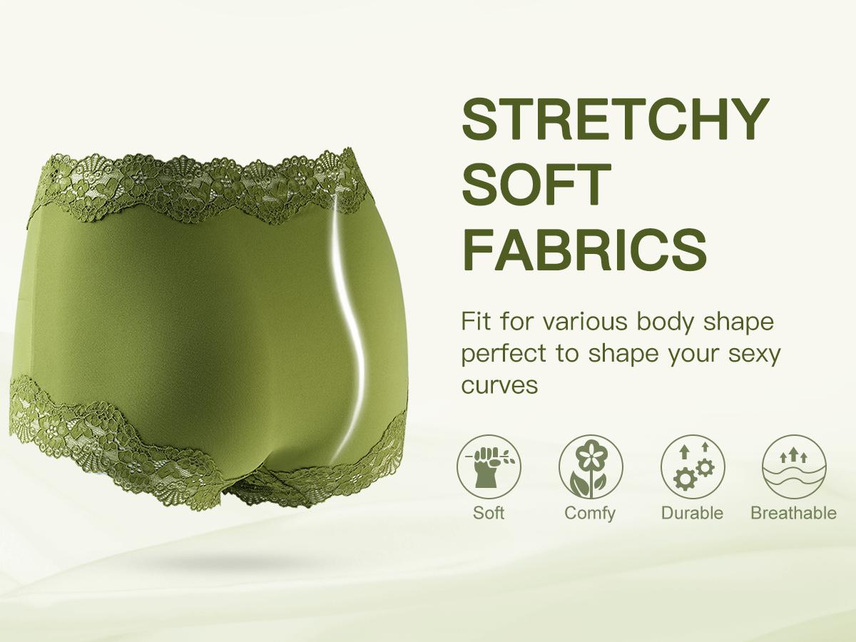 LEVAO Boy Shorts Underwear for Women Lace Full Covreage Boxer Briefs Pantie 5 Pack S-XL