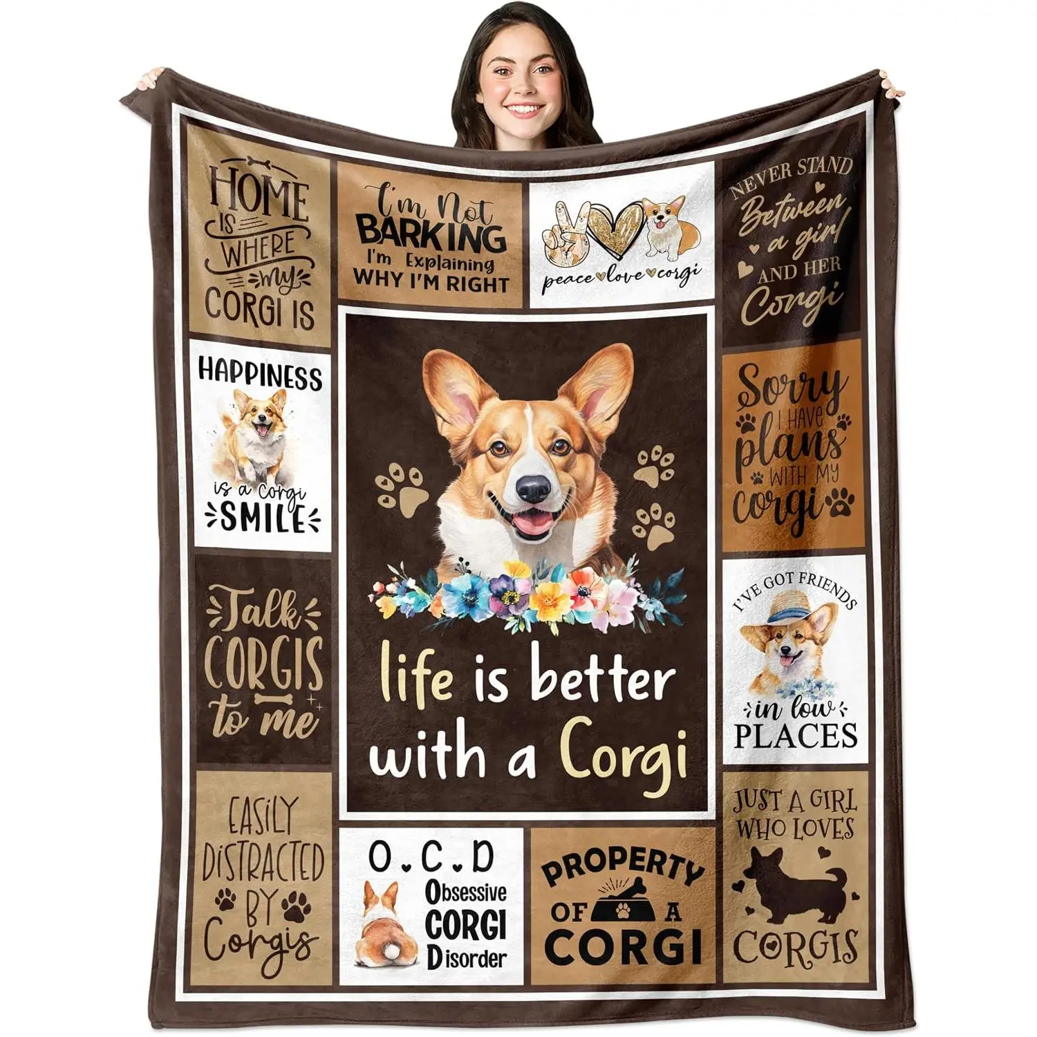 Corgi Gifts for Corgi Lovers Women, Corgis Blanket 60x50 Inch, Corgis Themed Gifts for Girls Women Kids, Dog Mom Gift Throw Blanket