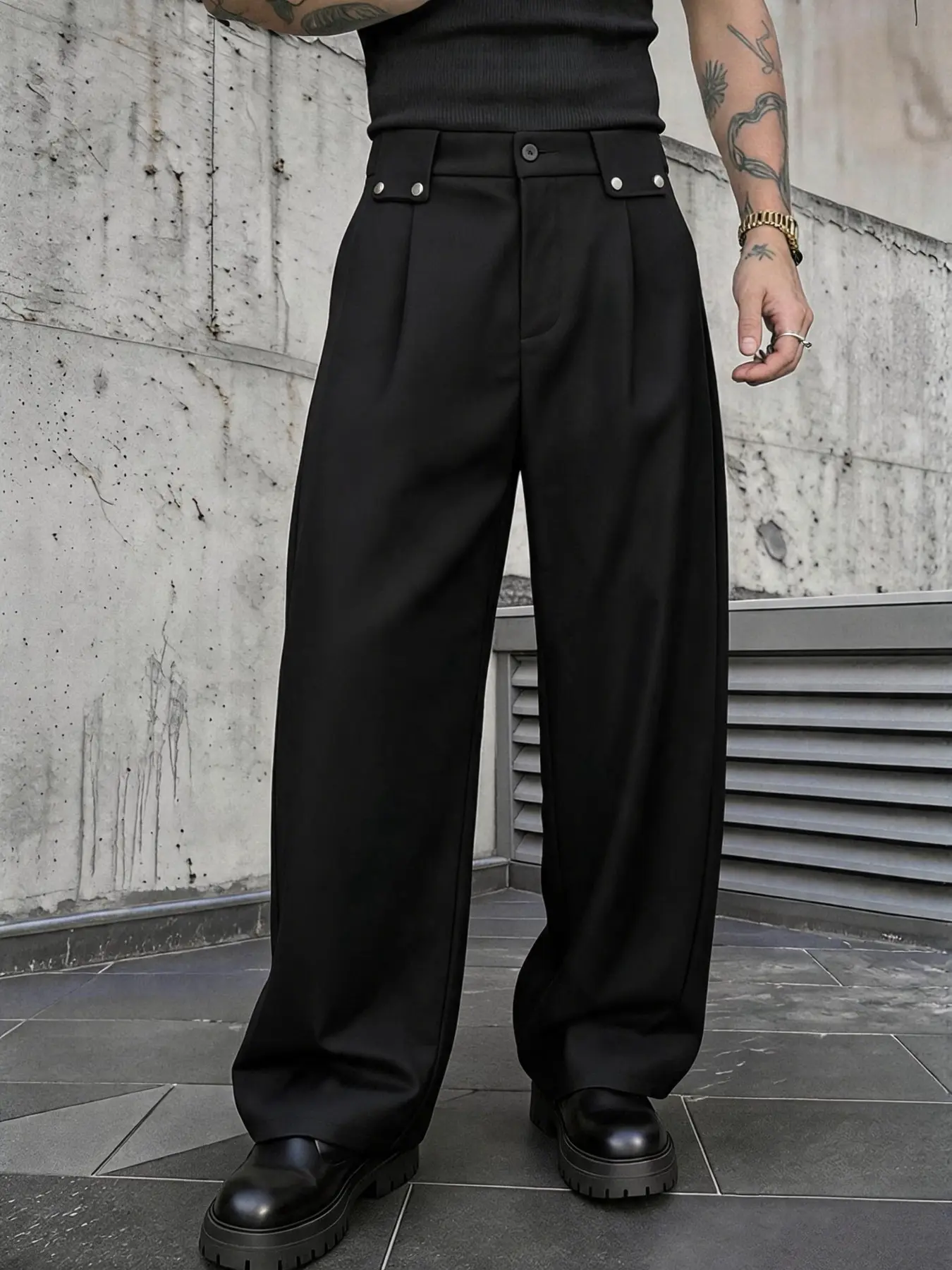 Men's Wide Leg Pleated Oversized Suit Pants, High-End Drape Custom Long Trousers, Streetwear Fashion, Business Casual, All Seasons