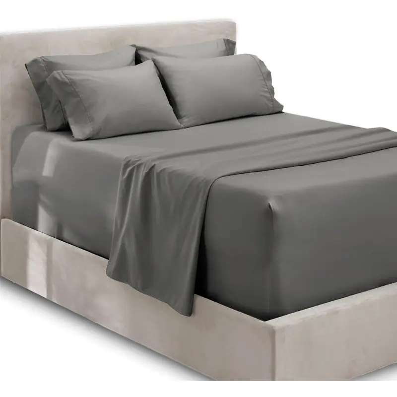 Deep Queen Sheets Sets - Fits Mattress 18-24 Inches Deep - Deep Sheets - 6 Piece Queen Size - Grey