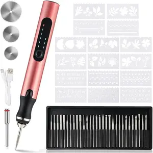Electric Engraving Pen with 33 Bits, USB Rechargeable Cordless DIY Engraving Pen, Portable Rotary Engraver Tool  for Craft Lovers, Engraver Tool for   Metal Stone Glass Etching