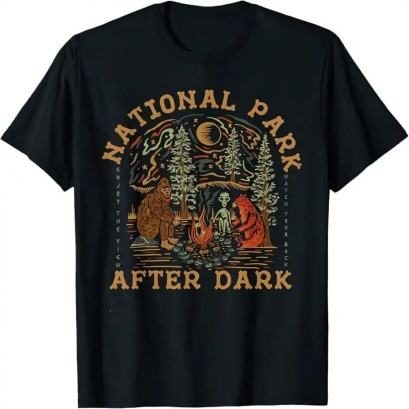 Women's Funny National Park After Dark Sports Top, Spandex Fitness Streetwear Tee Compatible with Jeans & Leggings