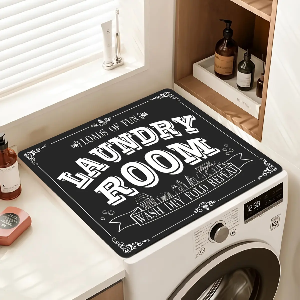 1pc Washing Machine and Dryer Top Protection Pad, 23.6x19.6in Rubber Mat Suitable for Washing Machines and Dryers, Non-slip Washable Top Cover Pad Suitable for Home Kitchen Laundry Room