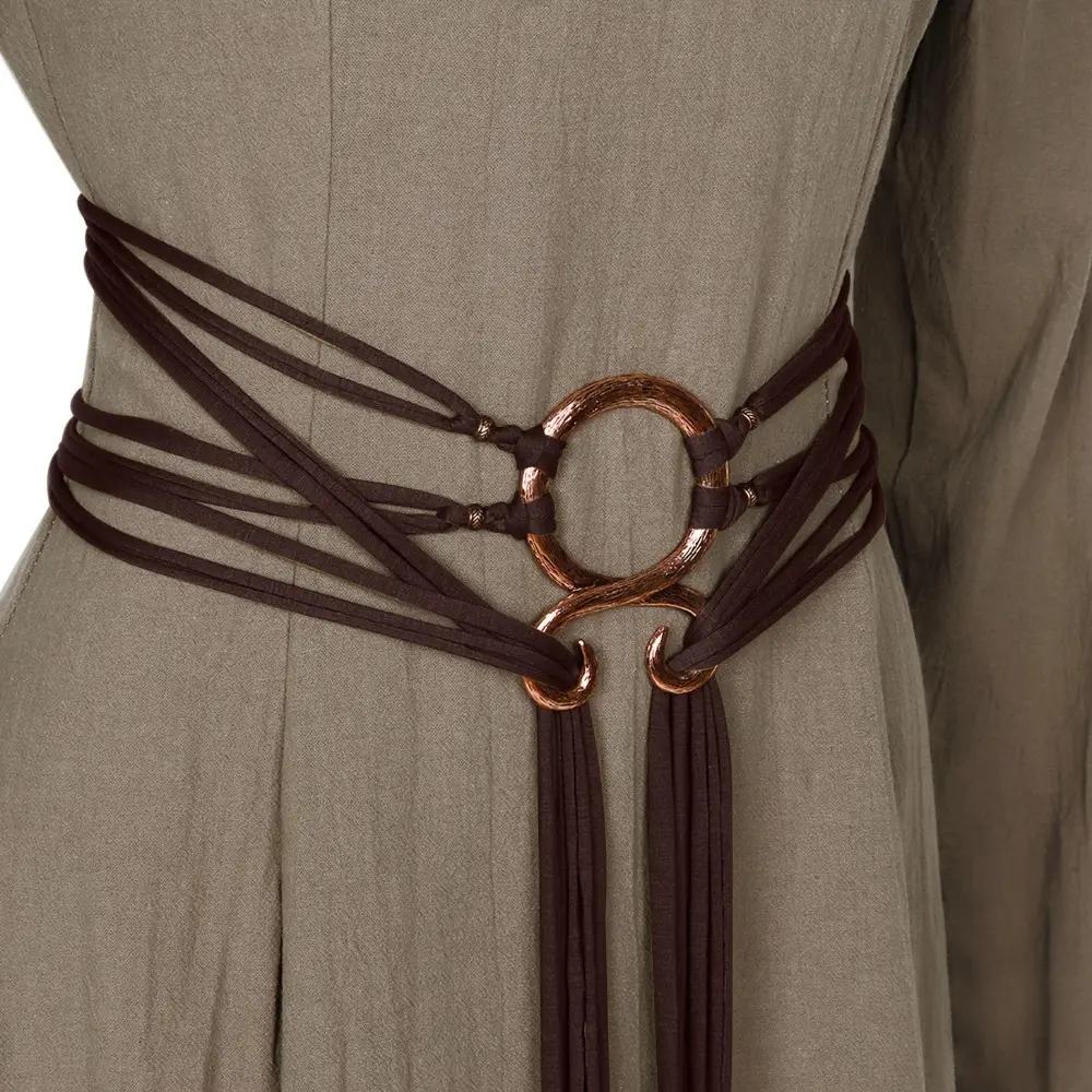 Viking Inspired Women Waist Chain, Long Knotted Rope Belt Matched with Troll Cross Body Strap, Vintage Nordic Style Body Accessory, Adjustable Hand-woven Waist Decoration, Unique Retro Outfit Matching Belt for Daily and Cosplay Wear