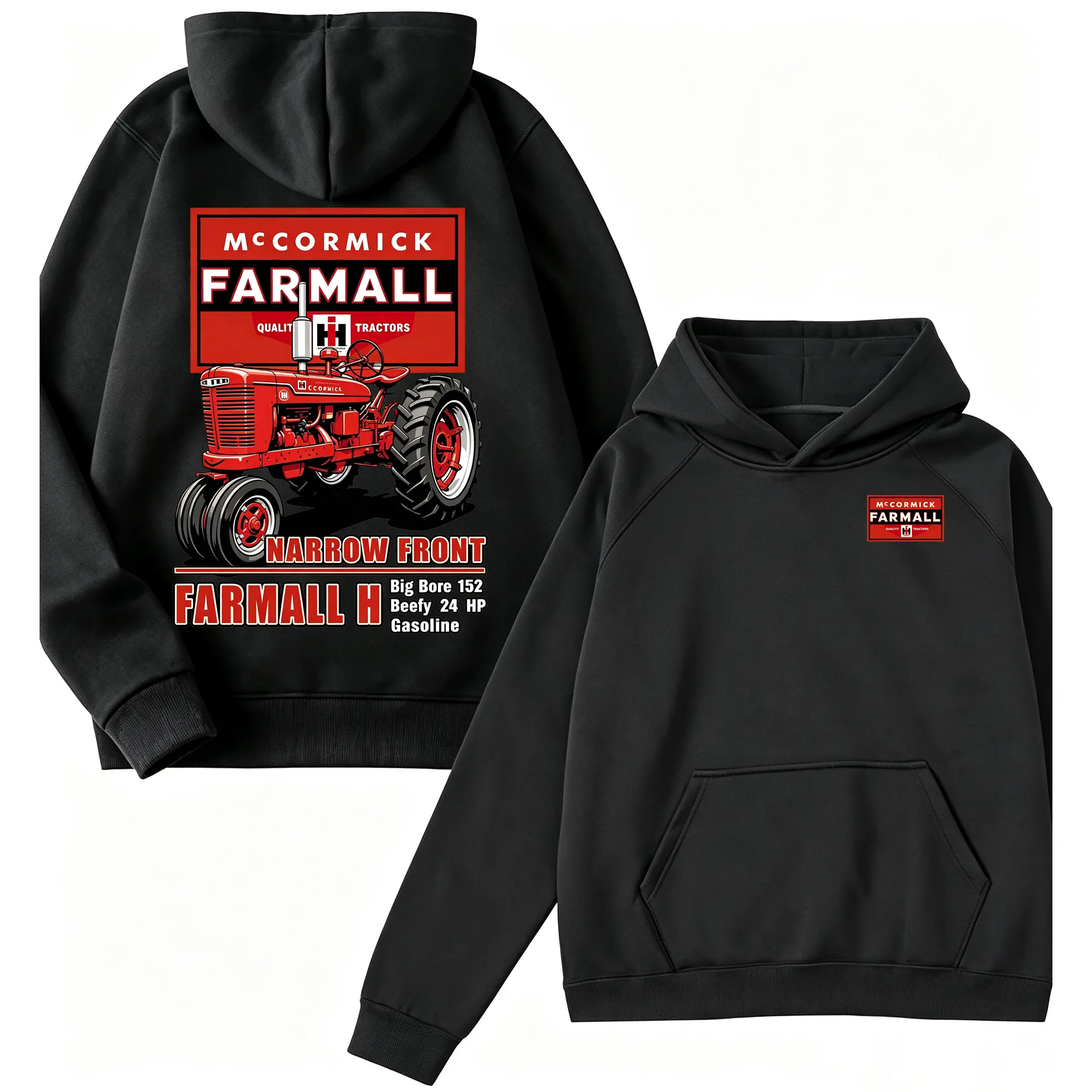 ? ? McCormick Farmall Graphic Hoodie – Narrow Front Big Bore 152 Tractor Graphic Hoodie , Classic Agriculture Gift for Farmers, Tractor Mechanics & Country Life Enthusiasts, Menswear Top Streetwear Casual