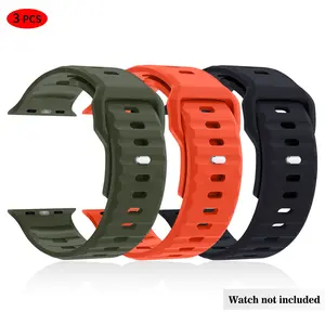 Silicone Fashion Smart Watch Band, 3 Counts Replacement Watch Band, Smartwatch Strap, Smart Watch Straps, Smartwatch Compatible Bands, Smart Watch Accessories Compatible with Apple Watch 49mm 45mm 44mm 42mm