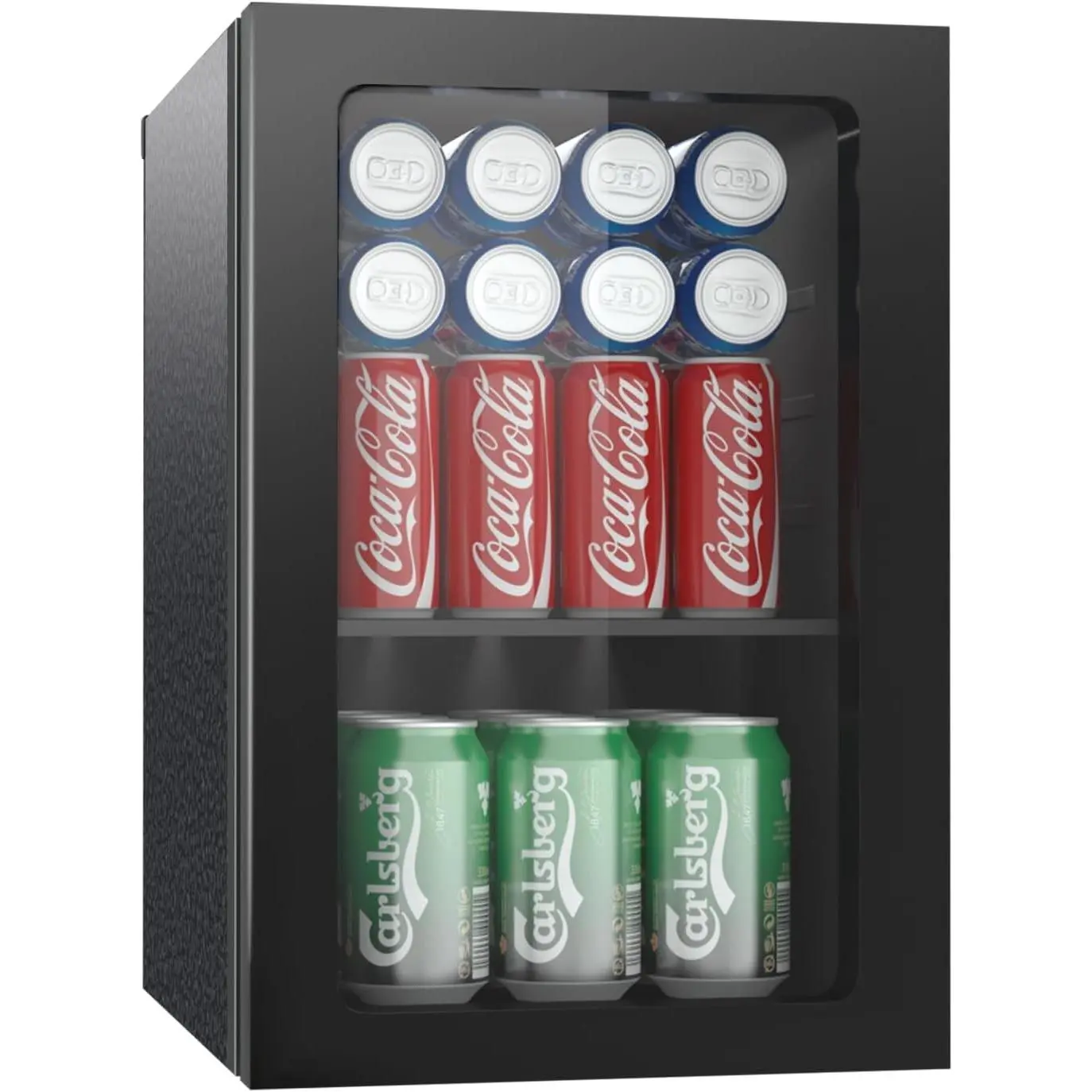 Compact Freestanding Beverage Refrigerator, 24 Can/0.9 Cubic Feet Mini Fridge with Acrylic Front Door for Soda, Beer or Wine, Under Counter Small Refrigerator with Adjustable Shelves for HomeGift