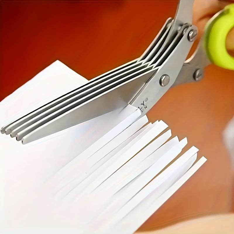 Herb Scissors - Multi-Layer Kitchen Shears for Chopping Herbs & Green Onions - Ergonomic Metal Shredder with Safety Cover & Easy Clean Design, Food Contact Material, Kitchen Shears | Ergonomic Scissors | Durable Kitchen Tool, Herb Scissors
