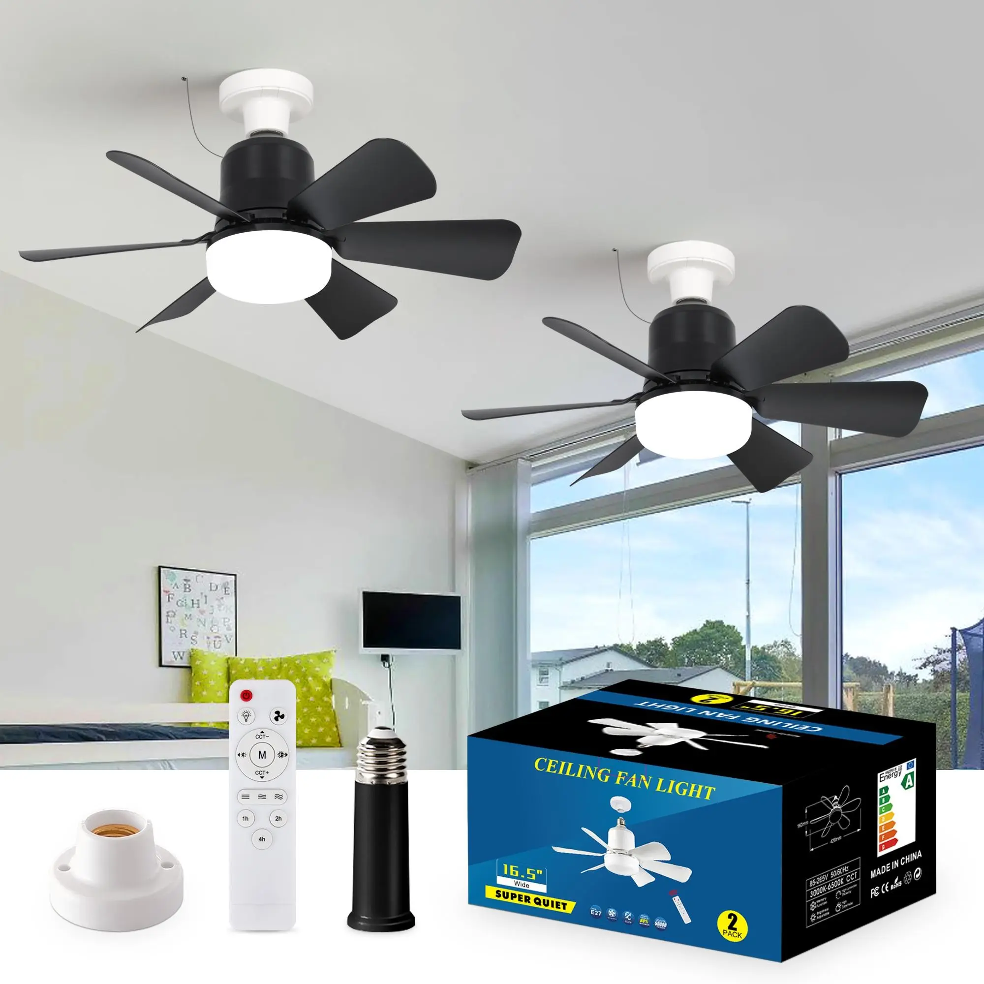 30w Ceiling Fan Light, Ceiling Lights, LED Fan with Remote Control, Copper Dc Motor, Quiet, Reversible, Energy Saving, Adjustable Lighting, Timer Function