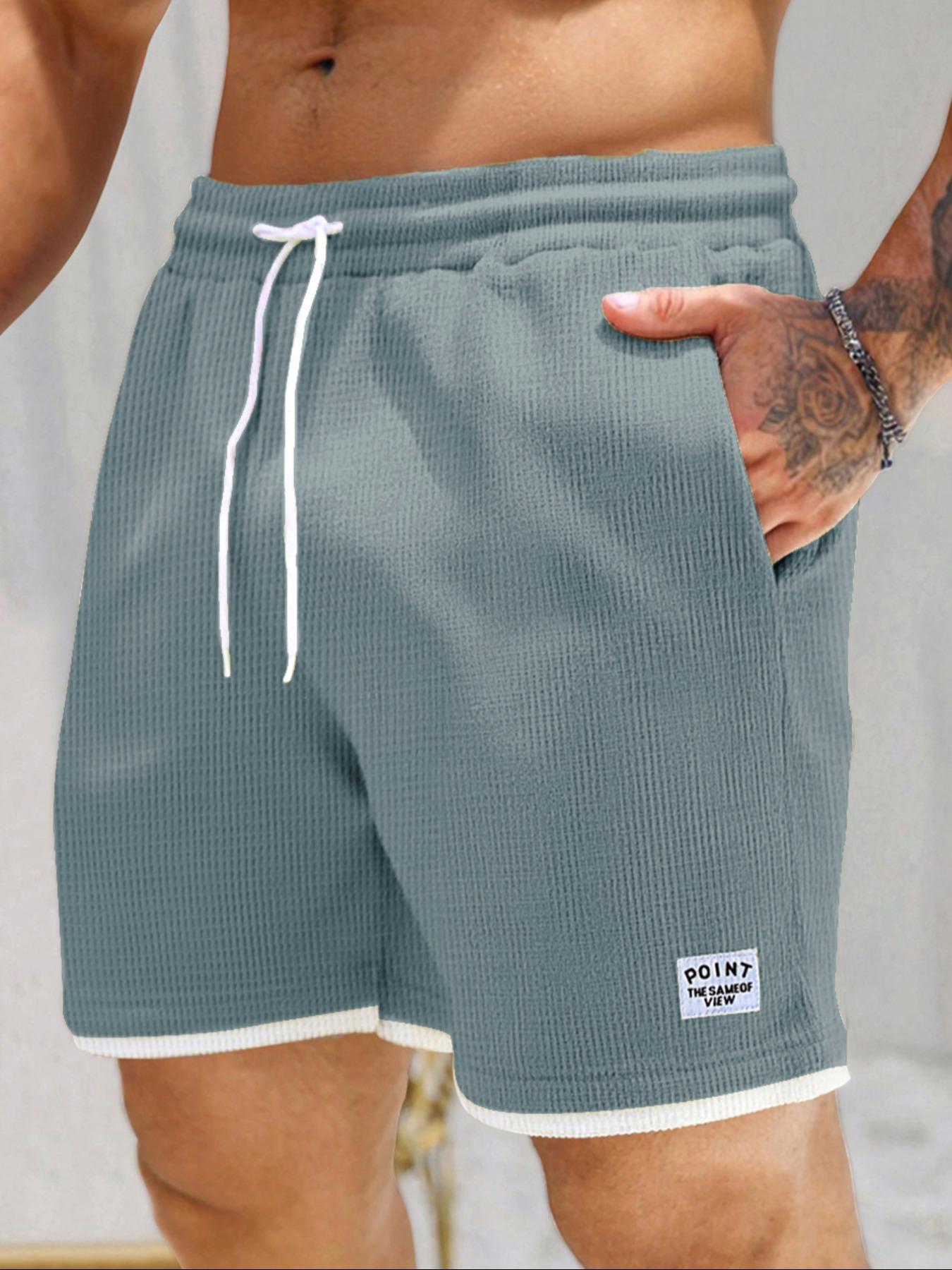 Men's Letter Patch Pocket Shorts, Casual Streetwear Shorts, Regular-Fit Comfy Breathable Summer Shorts, Men's Bottoms for Daily Wear