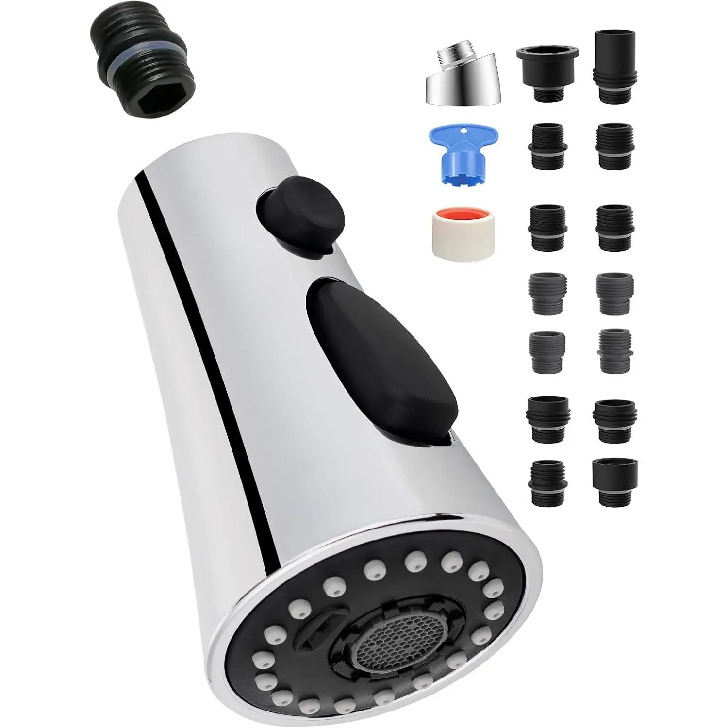 Kitchen Faucet  , 3 Modes, 15 Adapter Kit, Chrome | NSF/ANSI/CAN 372 Certified, Compatible with Kohler// Faucet, 3 Function Pull Down Sink Faucet   G1/2