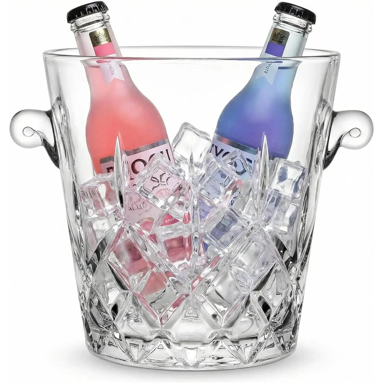 2-Liter Party Ice Bucket, Portable Cocktail Bar Beverage Bucket, Glass Champagne Chiller, suitable for beverages, wine, and beer. Dimensions: 6.5 inches long x 4.7 inches wide x 6.7 inches high
