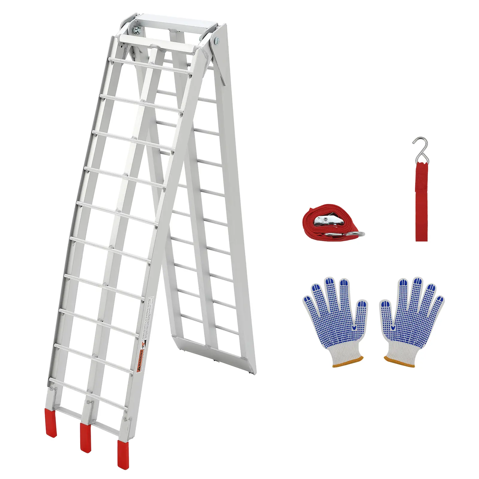 7.5FT Folding Aluminum Motorcycle Loading Ramp - 750 lbs Capacity - Anti-Slip Crossbars, Rubber-Tipped Ends - Portable Tailgate Ramp for Motorcycles, Lawnmowers, ATVs, UTVs, Low Profile Cars - 1/2 Pack