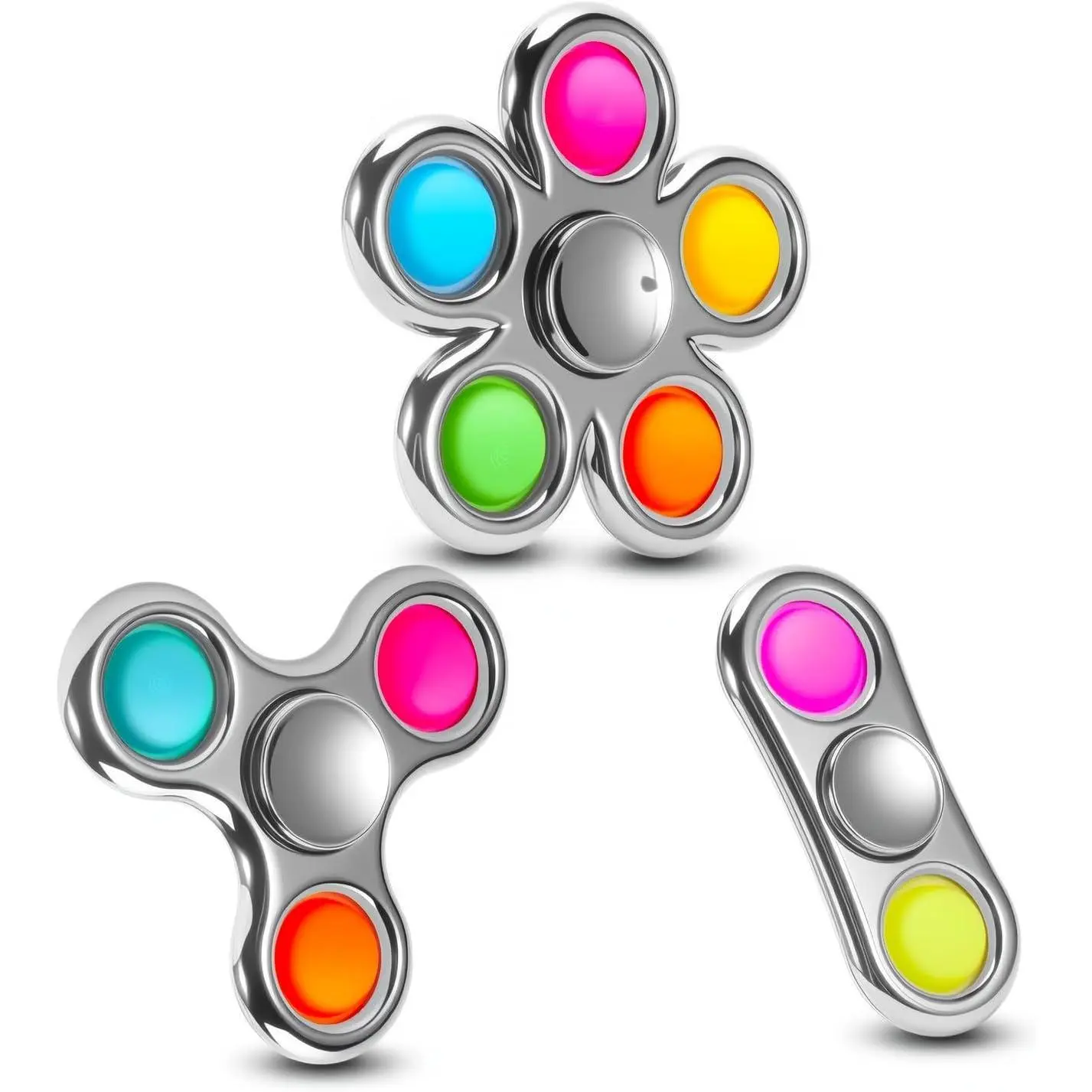 FIGROL Fidget Toys 3 Pack,Pop Fidget Spinner for Kids & Adults Relieves Stress and Calm Down,Sensory Toys for Kids with Autism ADHD Toys(Silver), Comics, Video Games