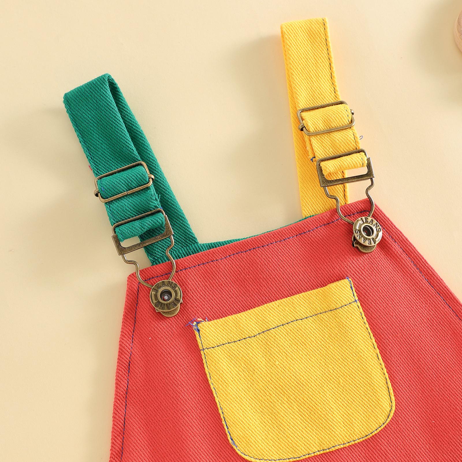 Imcute 90's Style Toddler Overalls Shorts Babby Boy Girl Suspender Romper Contrast Color Sleeveless Jumpsuit with Adjustble Shoulder Strap