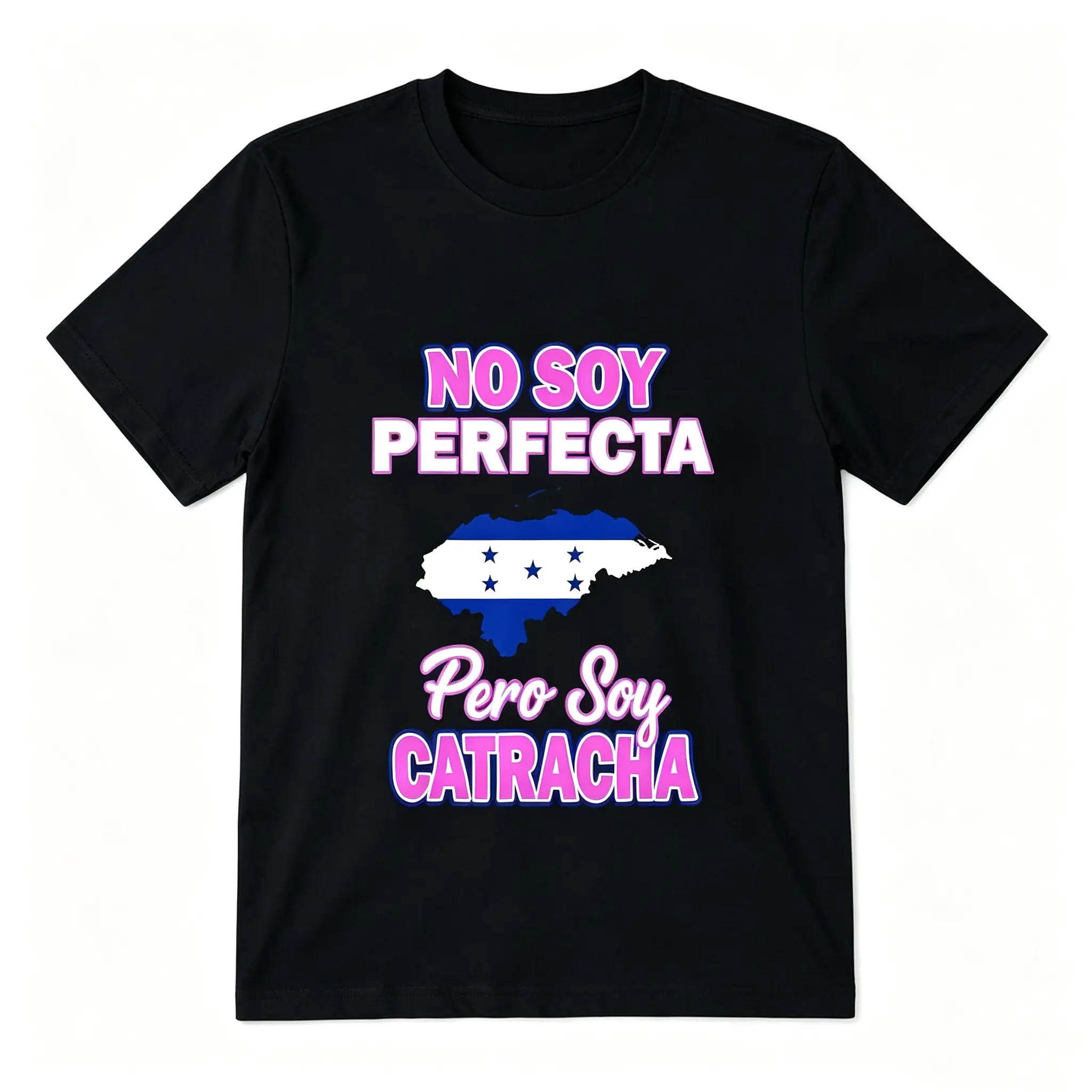 Women's Catracha Honduras Map Flag Graphic Short Sleeve Sports Top - No Soy Perfecta Spanish Slogan, Latina Pride, Sporty Chic, Athlete Life, Back to School Haul, Hiking/Light Outdoor, Minimalist Casual Tee