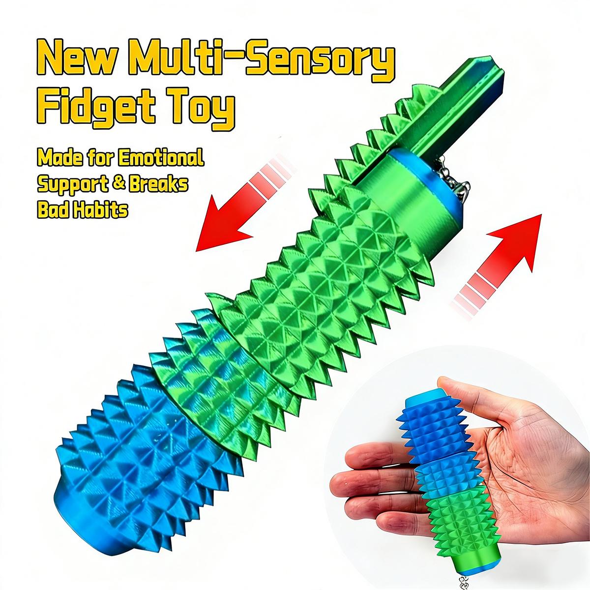 Rotatable Spiked Stress Relief Keychain for Adults 3D Printed Sensory Toy for Anxiety Relief and Focus Support 360° Rotation Ergonomic Design