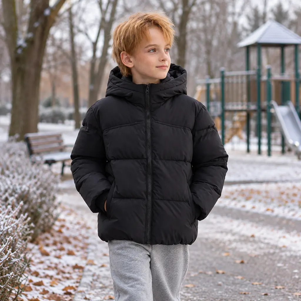 Kids Hooded Puffer Jacket, Boys Girls Thick Winter Coat, Warm Quilted Outerwear for Toddler & Children