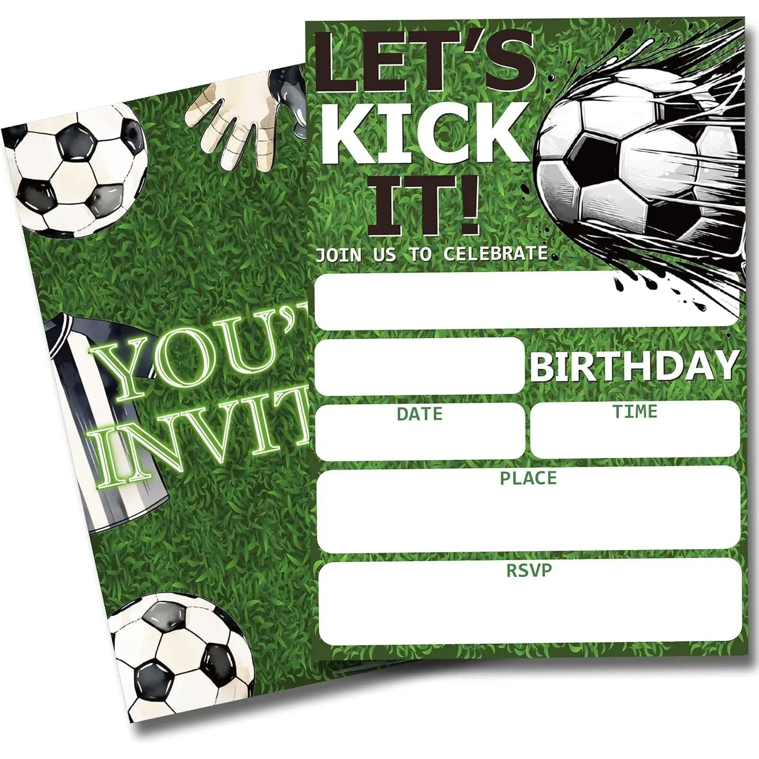 Soccer Birthday Invitations for Boys  Party Invites with Envelopes 20 | 4X6in Football Theme Double-Sided Birthday Party Invitations for Boys Girls Party Supplies for