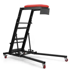 400LB Collapsible Automotive Engine Creeper Adjustable Height 48-66 Inch High Position Mechanics Over Engine Creeper Seat Folding Stand with 6 Caster Wheels & Tool Pocket Heavy Duty Support Rail for Garage Truck SUV RV Car Repair