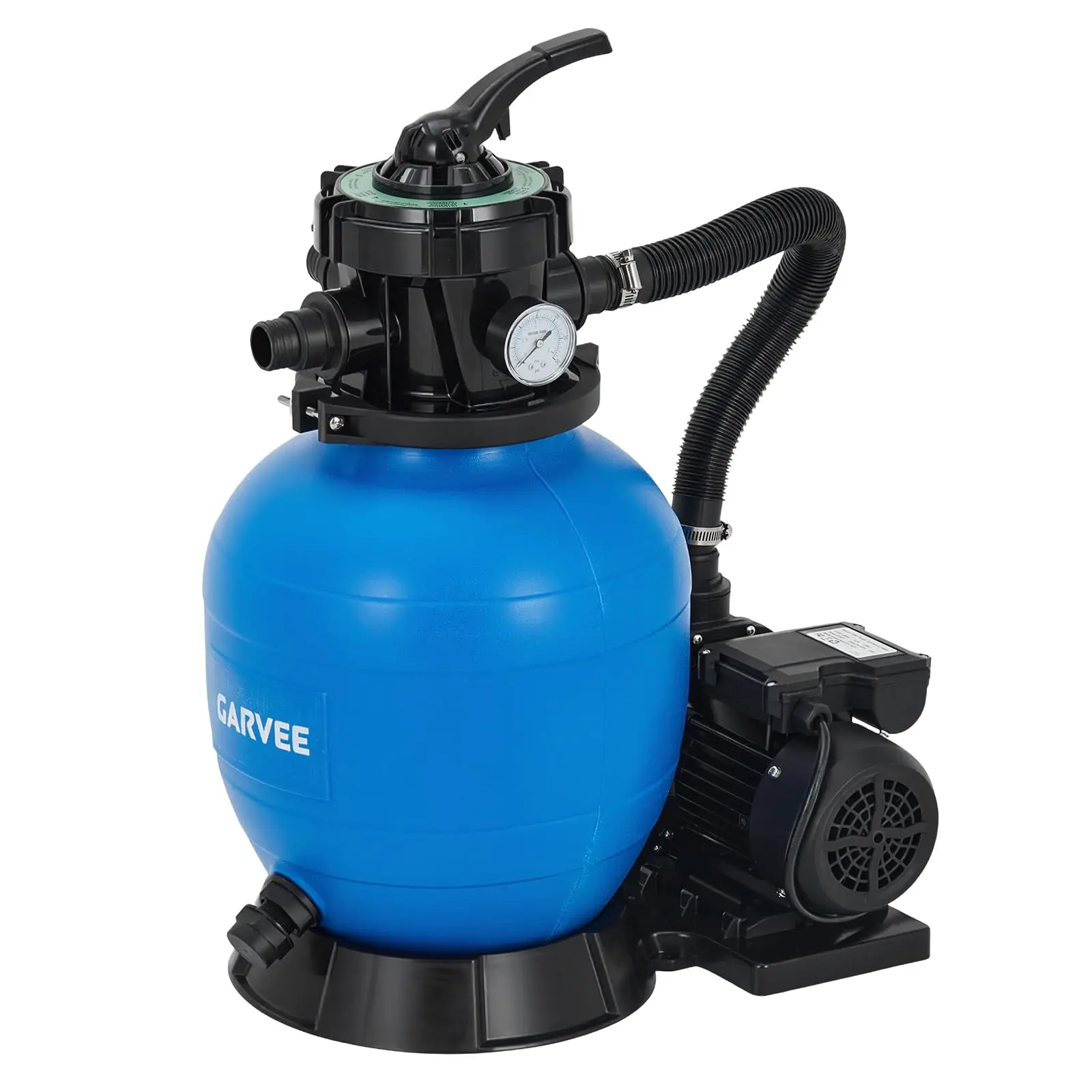 GARVEE 13" Sand Filter Pump for Above Ground Pool, 3/4HP 3435GPH Swimming Pool Pump & Sand Filter System with 7-Way Valve & Strainer Basket, Pool Pumps Above Ground, Blue