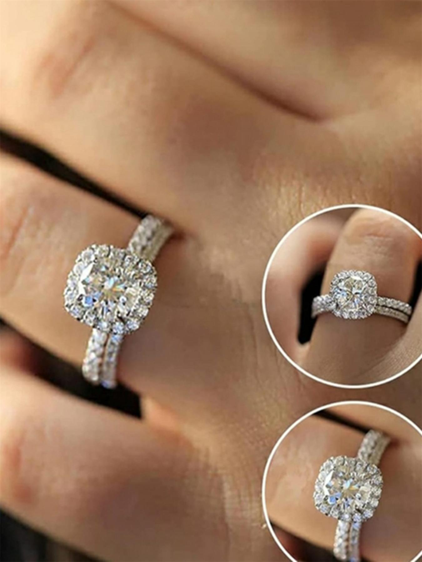 S925 Sterling Silver Fashionable Ring, Gifts for Girlfriend, Elegant Engagement Ring for Women, Pave Engagement Ring, Trendy All-match & Exquisite Jewelry for Birthday Gift, Gift Ideas for Women, Valentine's Day, Gift, Fashion Engagement Rings