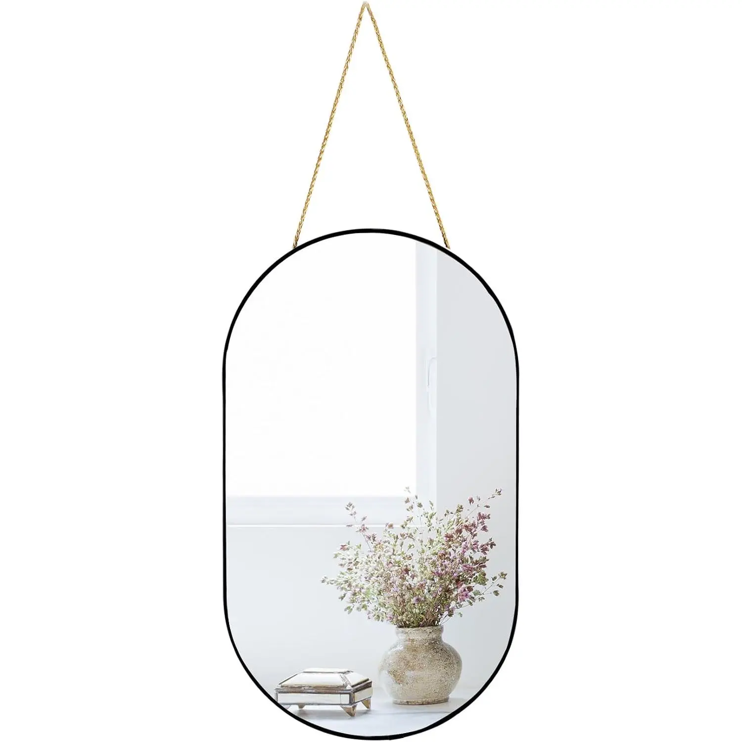 Oval Wall Mirror, , Oval Shape, for Bathrooms and  (Black, 16x9.2 inch)